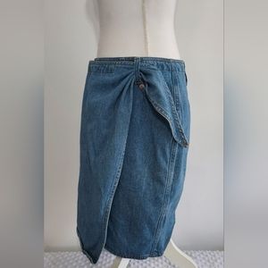 Vintage Wrap Skirt Denim Jeans Size 16 Gloria Vanderbilt Jean Cotton Material